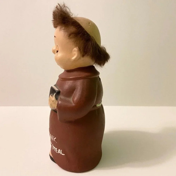 Vintage Monk Friar This Is My Bank Thou Shalt  Not Steal Ceramic Coin Bank - Picture 2 of 8